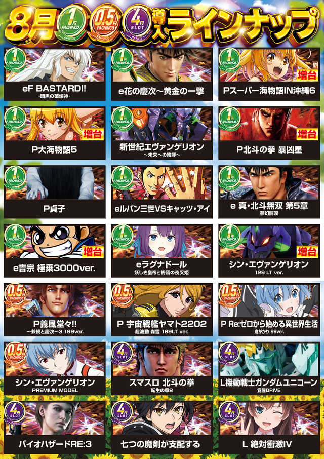 ８月導入ラインナップ